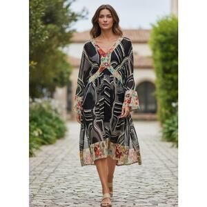 Karen Zambos Vintage Couture Women's Floral Dress Size S Boho Hippie Peasant